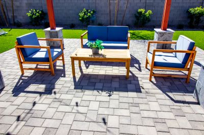Patterned Patio with Concrete Pavers